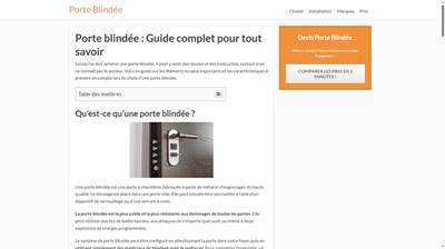 Devis pour l'installation de porte blindée